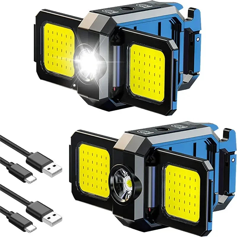 Mini Flashlight Keychain USB Rechargeable COB Work Light With 90 Foldable Side Lights Super Bright  9