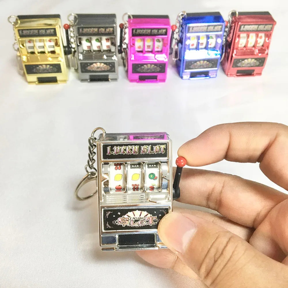 Fruit Machine Keychain, Fun Casino Style Key Ring Toy for Keys, Trendy Retro Game Pendant