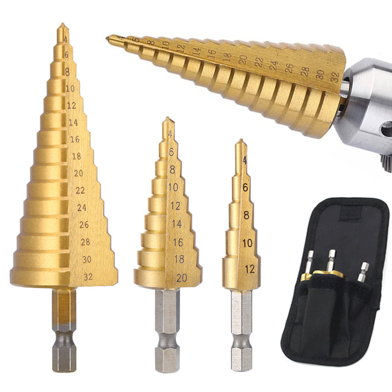 HSS Titanium Coated Step Drill Bit HighSpeed Steel Cone Drill for Metal Wood  Plastic