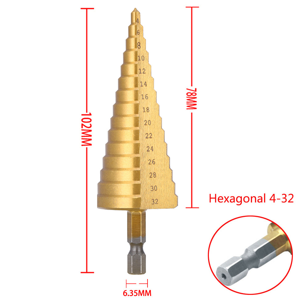 HSS Titanium Coated Step Drill Bit HighSpeed Steel Cone Drill for Metal Wood  Plastic