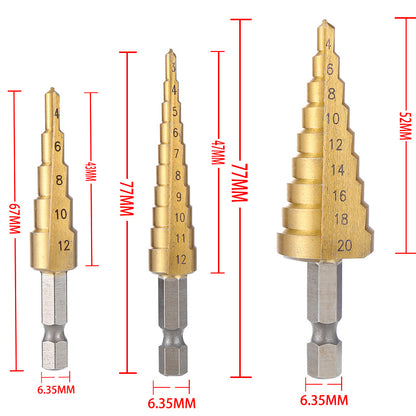 HSS Titanium Coated Step Drill Bit HighSpeed Steel Cone Drill for Metal Wood  Plastic