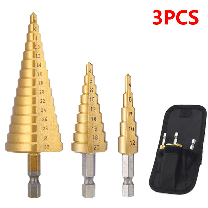 HSS Titanium Coated Step Drill Bit HighSpeed Steel Cone Drill for Metal Wood  Plastic
