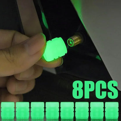 Luminous Valve Caps Glow in The Dark Bike/Motorcycle Car Wheel Caps, Fluorescent ABS Screw On Stem Covers 5 Colors