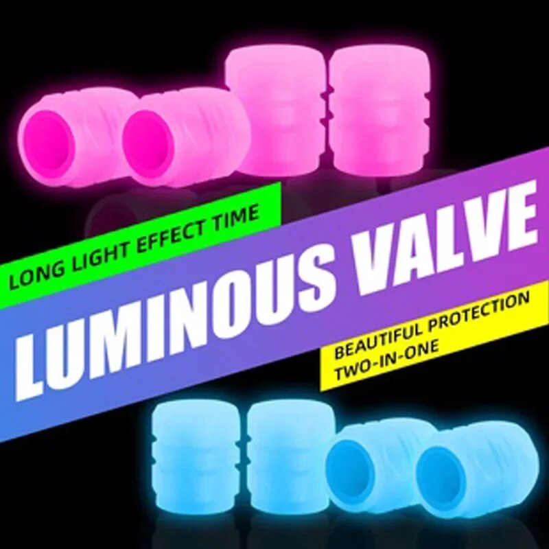 Car Wheel Tyre Hub Cap Fluorescent Night GlowingLuminous Valve Stem Caps Decor