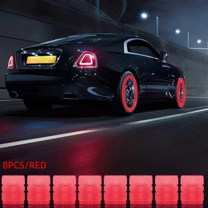 Luminous Valve Caps Glow In The Dark BikeMotorcycle Car Wheel Caps Fluorescent ABS Screw On Stem Co 5