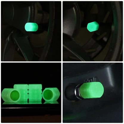 Luminous Valve Caps Glow In The Dark BikeMotorcycle Car Wheel Caps Fluorescent ABS Screw On Stem Co 6
