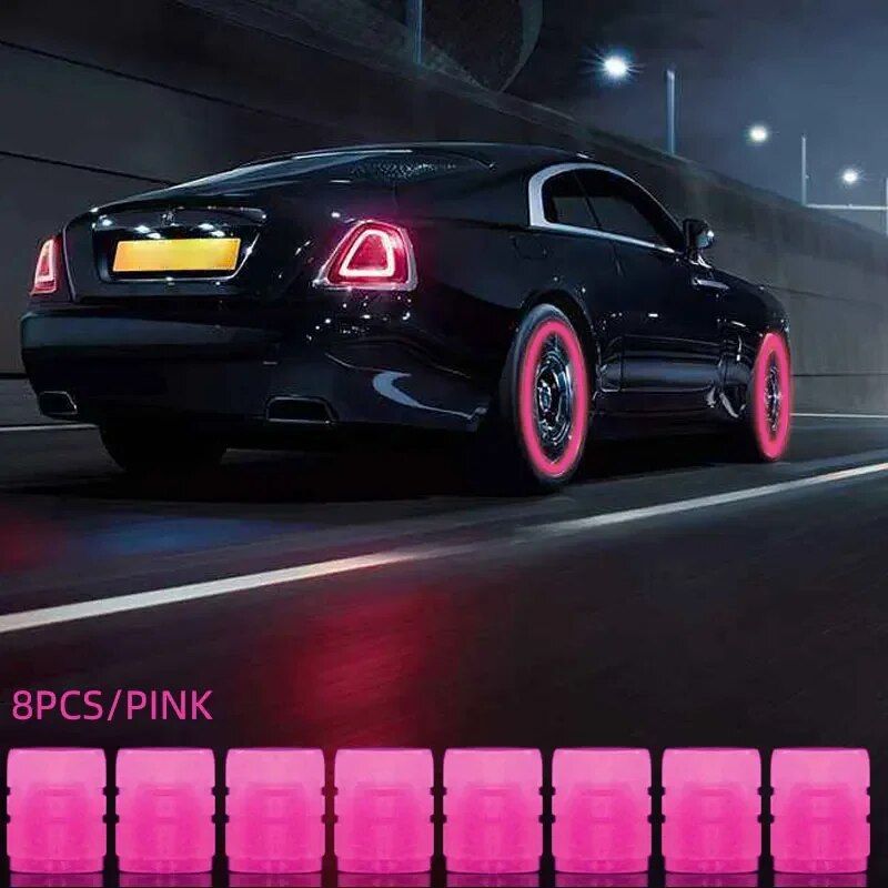 Luminous Valve Caps Glow In The Dark BikeMotorcycle Car Wheel Caps Fluorescent ABS Screw On Stem Co 9