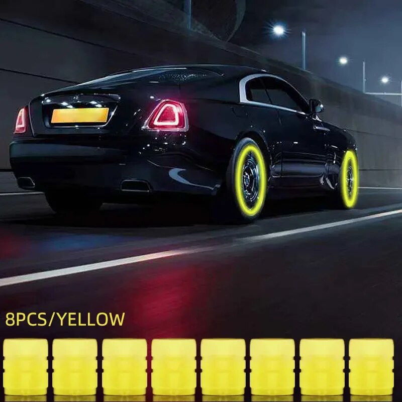 Luminous Valve Caps Glow In The Dark BikeMotorcycle Car Wheel Caps Fluorescent ABS Screw On Stem Co 10