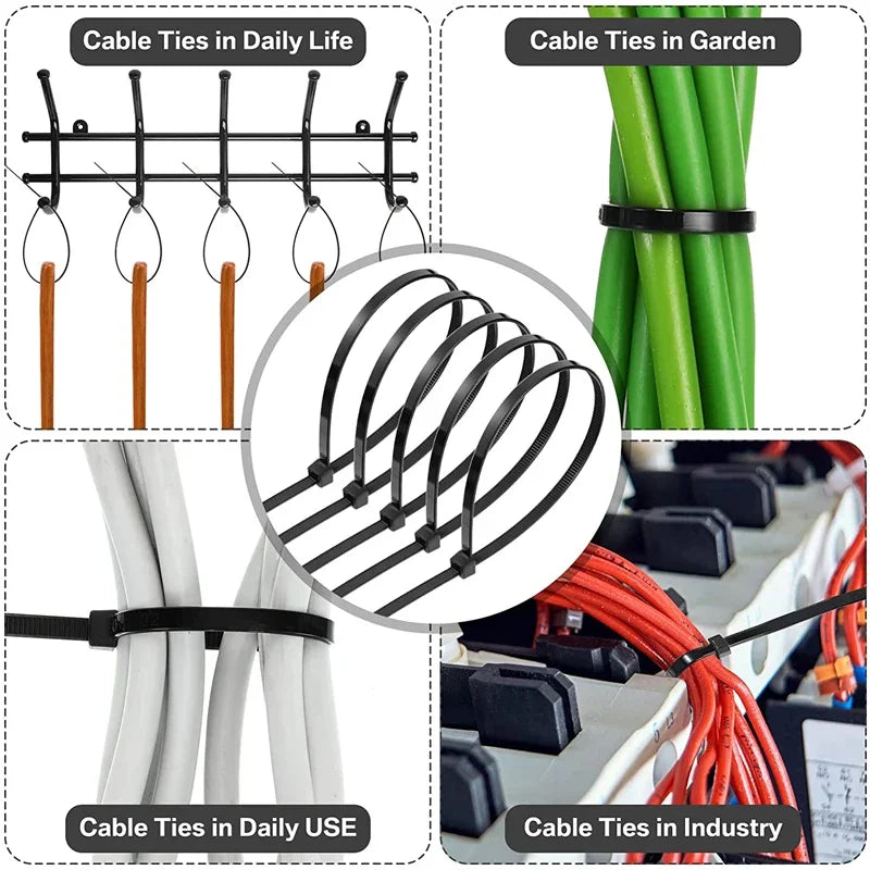 Heavy Duty Nylon Cable Ties Locking Reusable Wire Zip Ties for Home Office  Organizing Cables