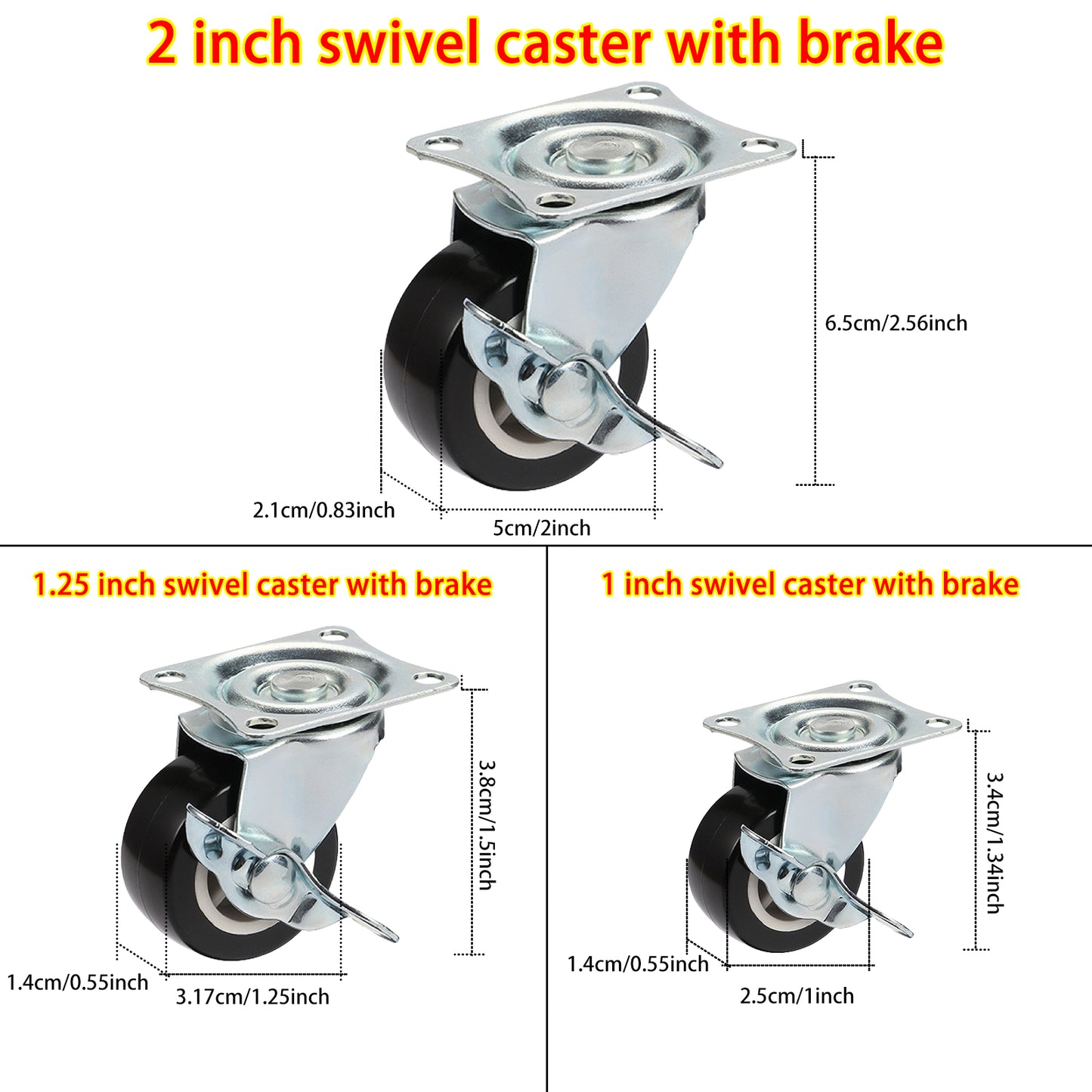 HeavyDuty 360 Swivel Casters Universal Mute Wheels for Furniture Trolleys  Cabinets WearResis
