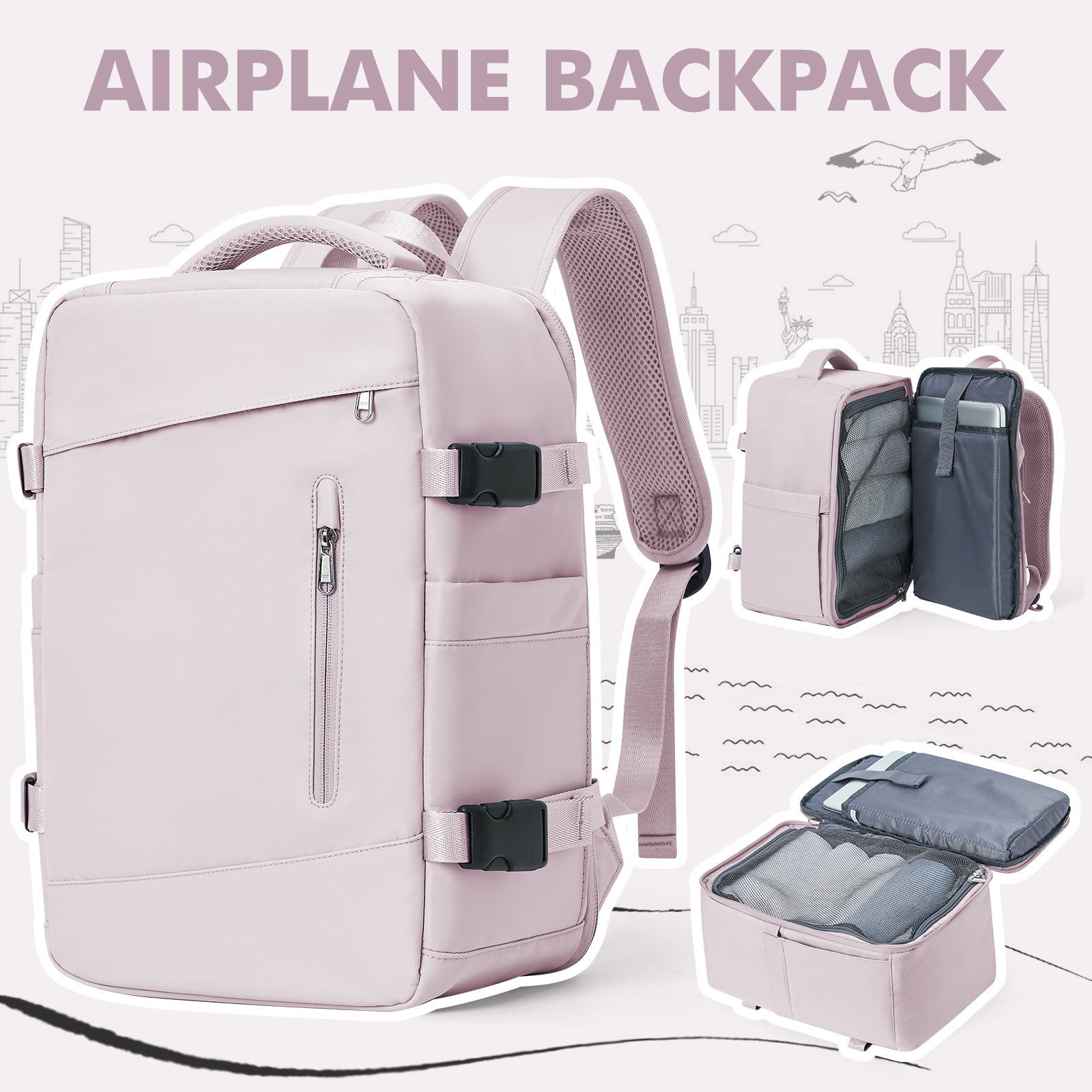 Womens Backpack Travel Suitcase, Ryanair Cabin Bag for Airplane Travel, Stylish Womens Travel Luggage Bag