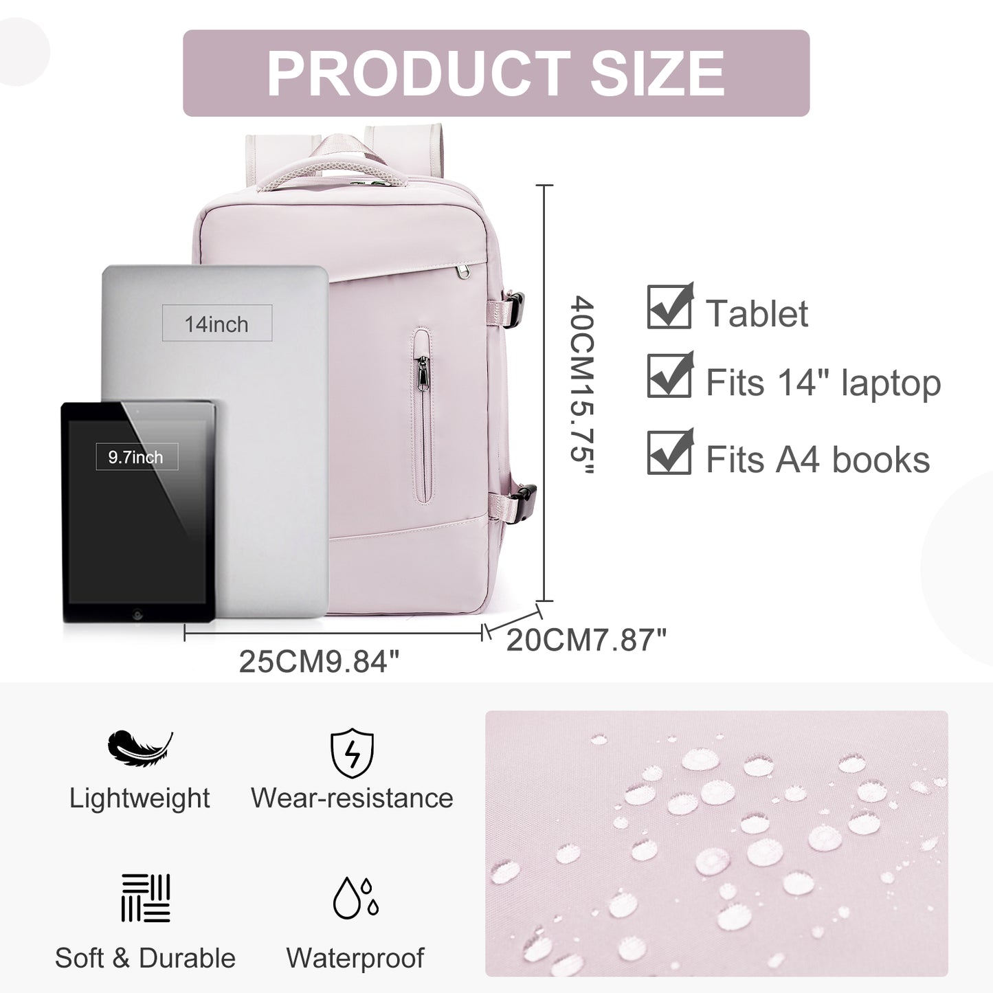 Womens Backpack Travel Suitcase, Ryanair Cabin Bag for Airplane Travel, Stylish Womens Travel Luggage Bag