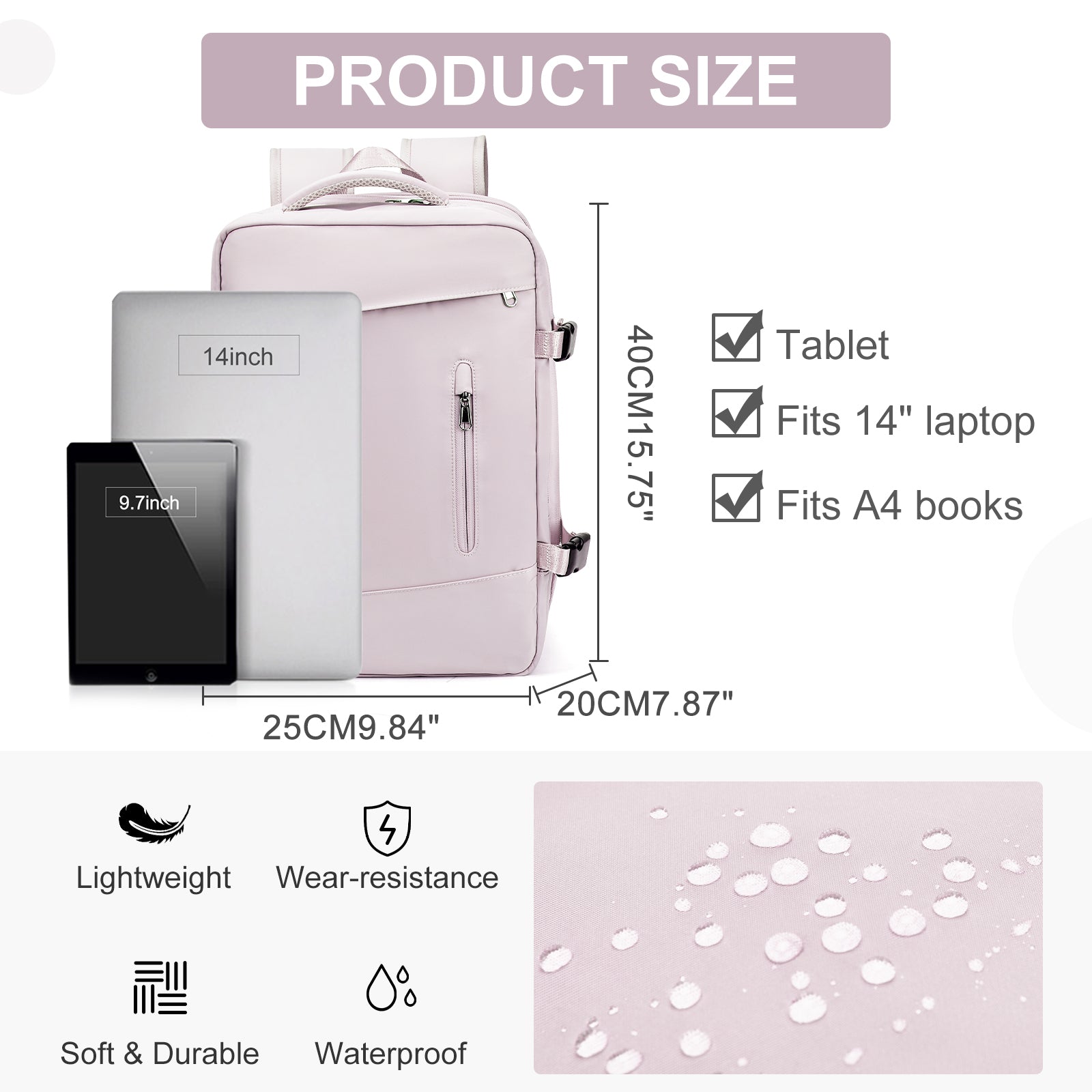 Womens Backpack Travel Suitcase, Ryanair Cabin Bag for Airplane Travel, Stylish Womens Travel Luggage Bag