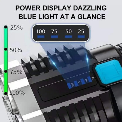 High Power LED Flashlight Rechargeable Camping Torch with 4 Lamp Beads  COB Side Light 4 Lighting M