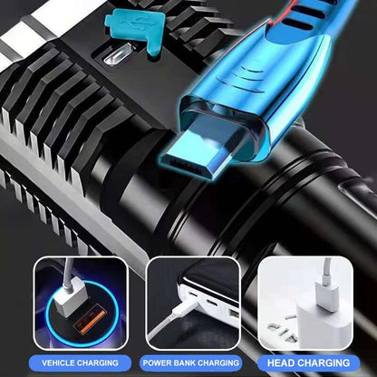High Power LED Flashlight Rechargeable Camping Torch With 4 Lamp Beads  COB Side Light 4 Lighting M 4