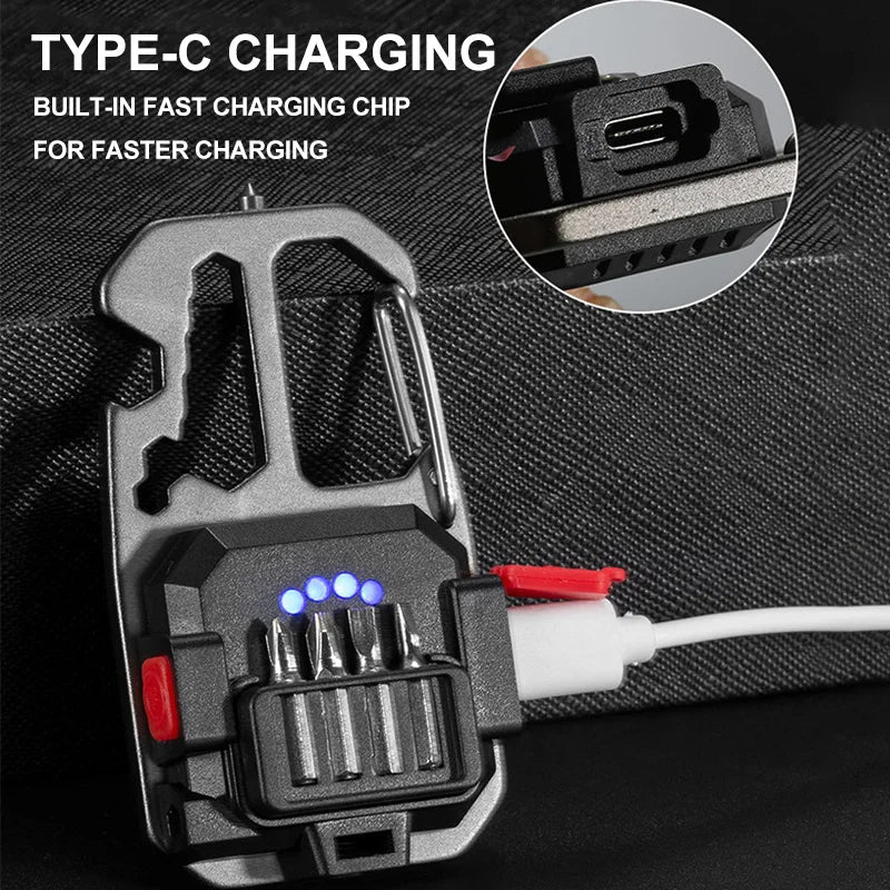 Rechargeable Keychain Work Light With Battery Display High Lumens Portable LED Light For Camping Hi