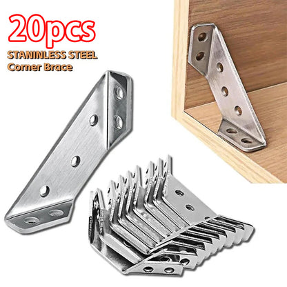 Thickened Stainless Steel Angle Code, 90° Right Angle Fixed Bracket for Furniture Connectors & Joints