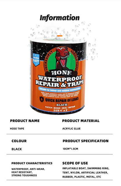 UltraStrong Waterproof Tape  High Strength  Toughness For Leak Repairs BlackTransparent 3