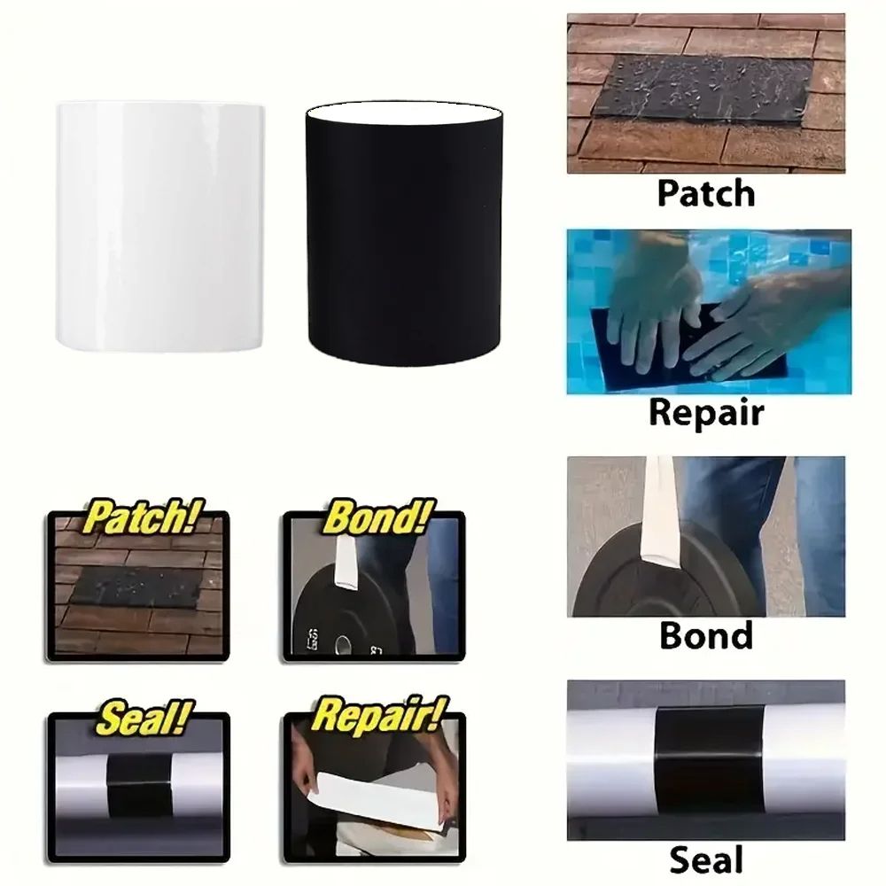 UltraStrong Waterproof Tape  High Strength  Toughness For Leak Repairs BlackTransparent 9