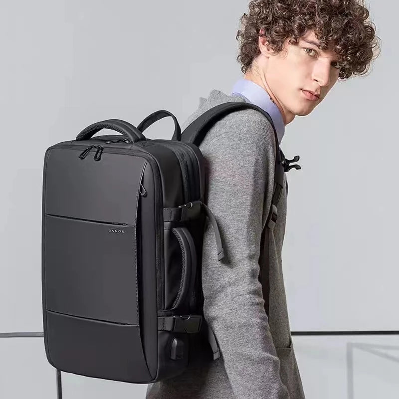BANGE Travel Backpack Men Business Expandable USB Large Capacity Laptop Waterproof Fashion Backpack