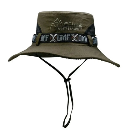 Summer Men Bucket Hat UV Protection Wide Brim Panama Safari Hat For Outdoor Hiking  Beach 3