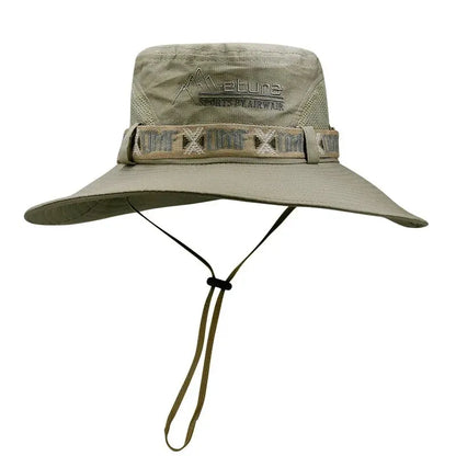 Summer Men Bucket Hat UV Protection Wide Brim Panama Safari Hat For Outdoor Hiking  Beach 2