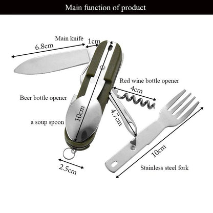 Stainless Steel Foldable Dinnerware Set  7in1 Multifunctional Outdoor Utensils For Picnic Camping   2