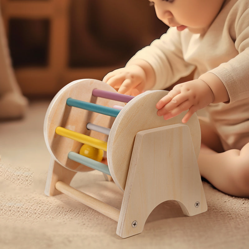 Baby Montessori Wooden Spinning Drum Toy For Early Education Ideal Developmental Gift For 13YearOld 1