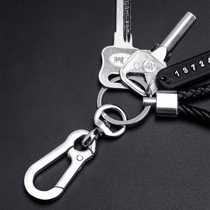 Trendy DIY Mobile Phone Number Plate Pendant Keychain, Men Punk Simple Woven Leather Rope Anti-Lost Car Keychain