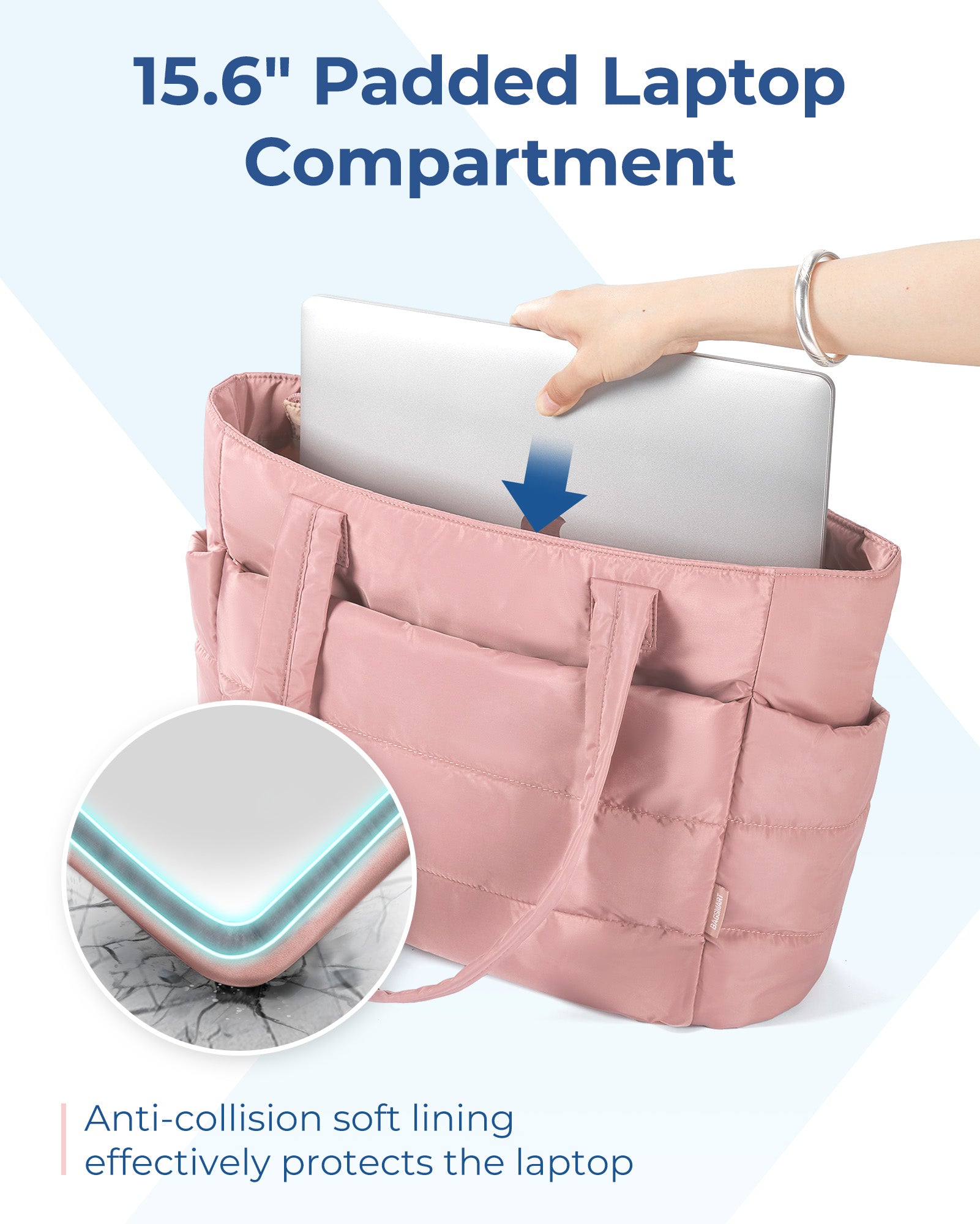 Large Capacity Tote Bag for Women, Puffer Padded Handbag for Travel, Work & School
