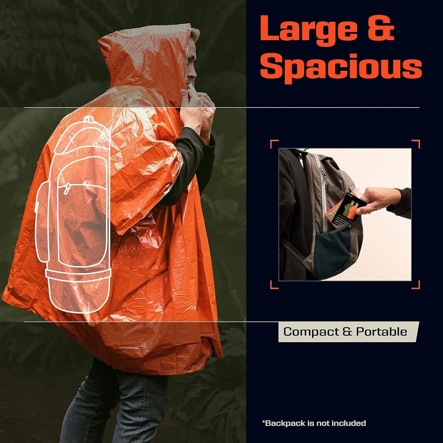 Disposable Water Proof Raincoat – Aluminum Film Emergency Rainwear for Camping & Survival