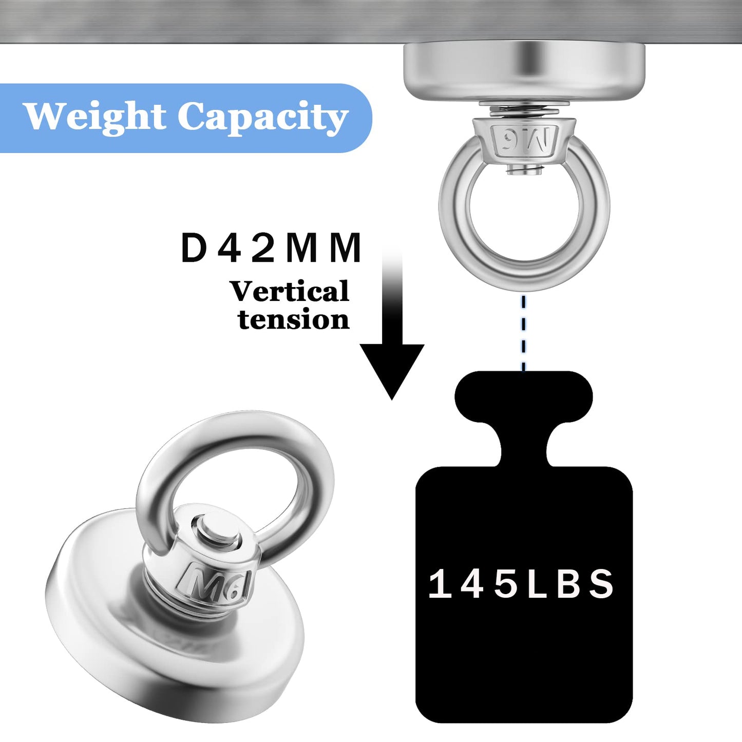 Super Strong Neodymium Fishing Magnets Heavy Duty Rare Earth Magnet with Eyebolt for Salvage & Magnetic Fishing
