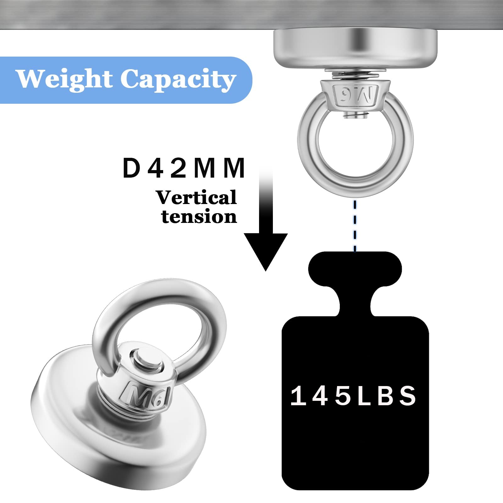 Super Strong Neodymium Fishing Magnets Heavy Duty Rare Earth Magnet with Eyebolt for Salvage & Magnetic Fishing