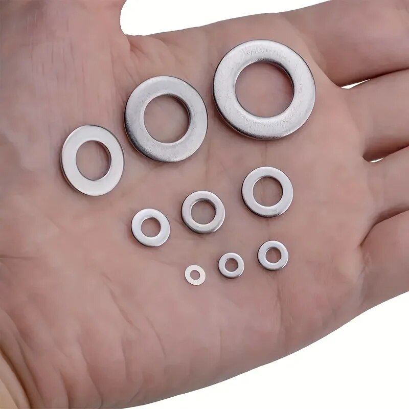 Stainless Steel Flat Washers Set, Perfect for Home Decor, Factory Repair, Kitchens & DIY Projects