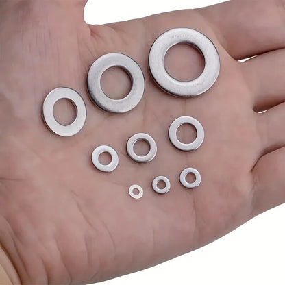 Stainless Steel Flat Washers Set, Perfect for Home Decor, Factory Repair, Kitchens & DIY Projects
