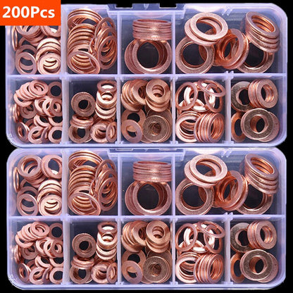 Professional Copper Washer Kit, Nut & Bolt Seal Set for Engine Repair, Plumbing & Hydraulics