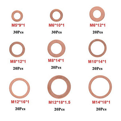 Professional Copper Washer Kit Nut  Bolt Seal Set For Engine Repair Plumbing  Hydraulics 1