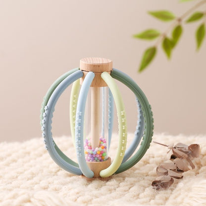 Sensory Wooden Rattle With Silicone Beads Perfect Teething Relief  Baby Development Tool 7