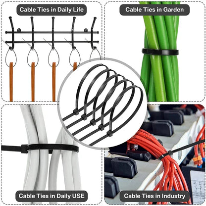 Premium Cord Ties  Straps Durable Nylon Cable Ties for Home Office  DIY Organizing