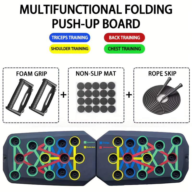 Portable Push Up Board Set Multifunctional Foldable Fitness Equipment for Chest, Abdomen, Arms & Back Trainin
