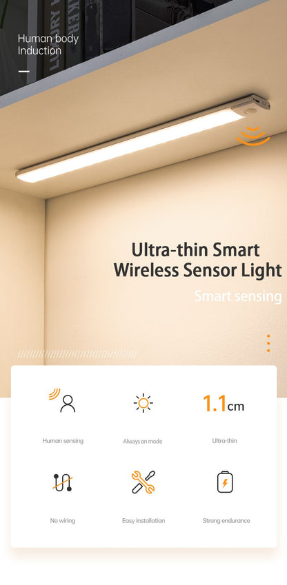 Motion Sensor LED Lamp USBC Rechargeable Durable Aluminum Light for Cabinets Kitchen  Wardrobe
