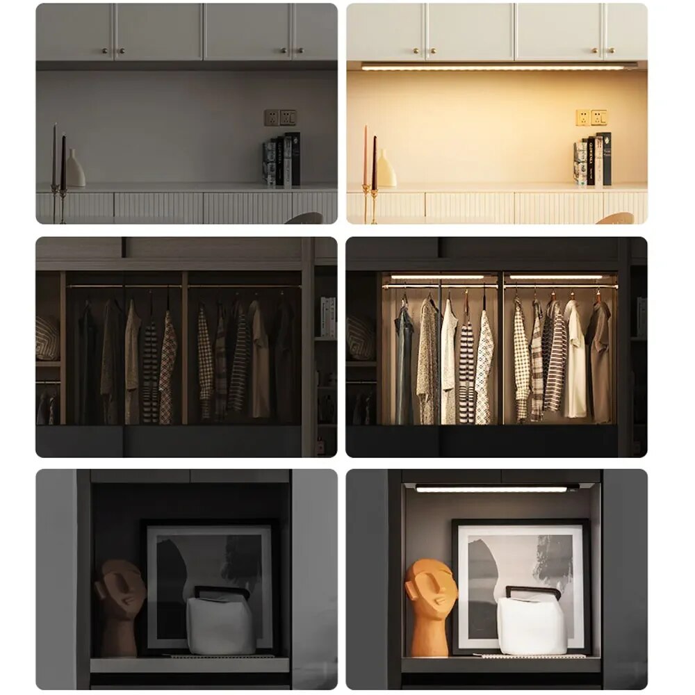 Motion Sensor LED Lamp USBC Rechargeable Durable Aluminum Light for Cabinets Kitchen  Wardrobe