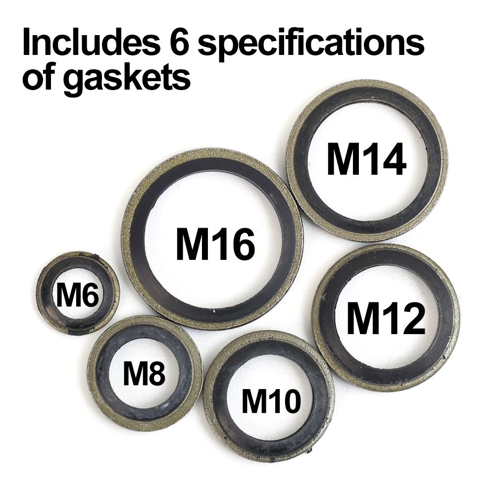 Rubber Oil Drain Plug Gasket Kit Universal Drainage Bolt Pad  Replaceable Washer Seal Set For Cars 6
