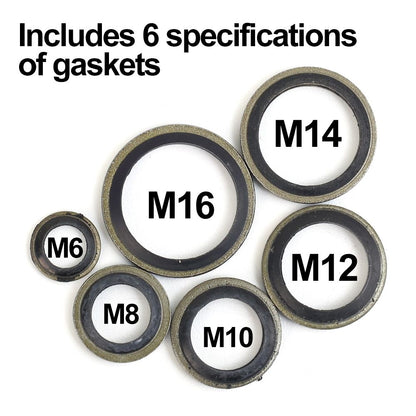 Rubber Oil Drain Plug Gasket Kit Universal Drainage Bolt Pad  Replaceable Washer Seal Set For Cars 6