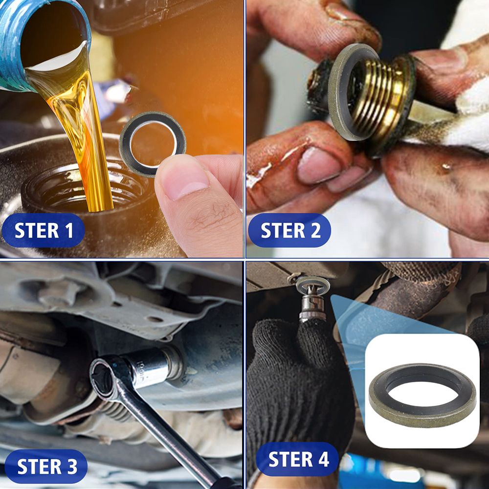 Rubber Oil Drain Plug Gasket Kit Universal Drainage Bolt Pad  Replaceable Washer Seal Set For Cars 9