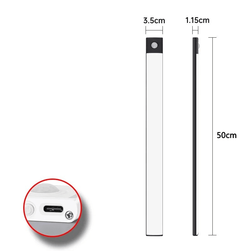 Motion Sensor LED Lamp USBC Rechargeable Durable Aluminum Light for Cabinets Kitchen  Wardrobe