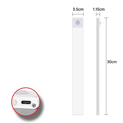 Motion Sensor LED Lamp USBC Rechargeable Durable Aluminum Light for Cabinets Kitchen  Wardrobe