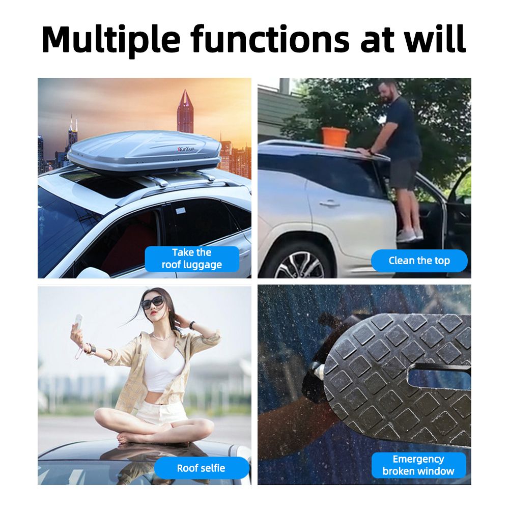 Foldable Car Roof Rack Step Universal Car Door Step With Latch Hook  Aluminium Alloy Safety Hammer 3