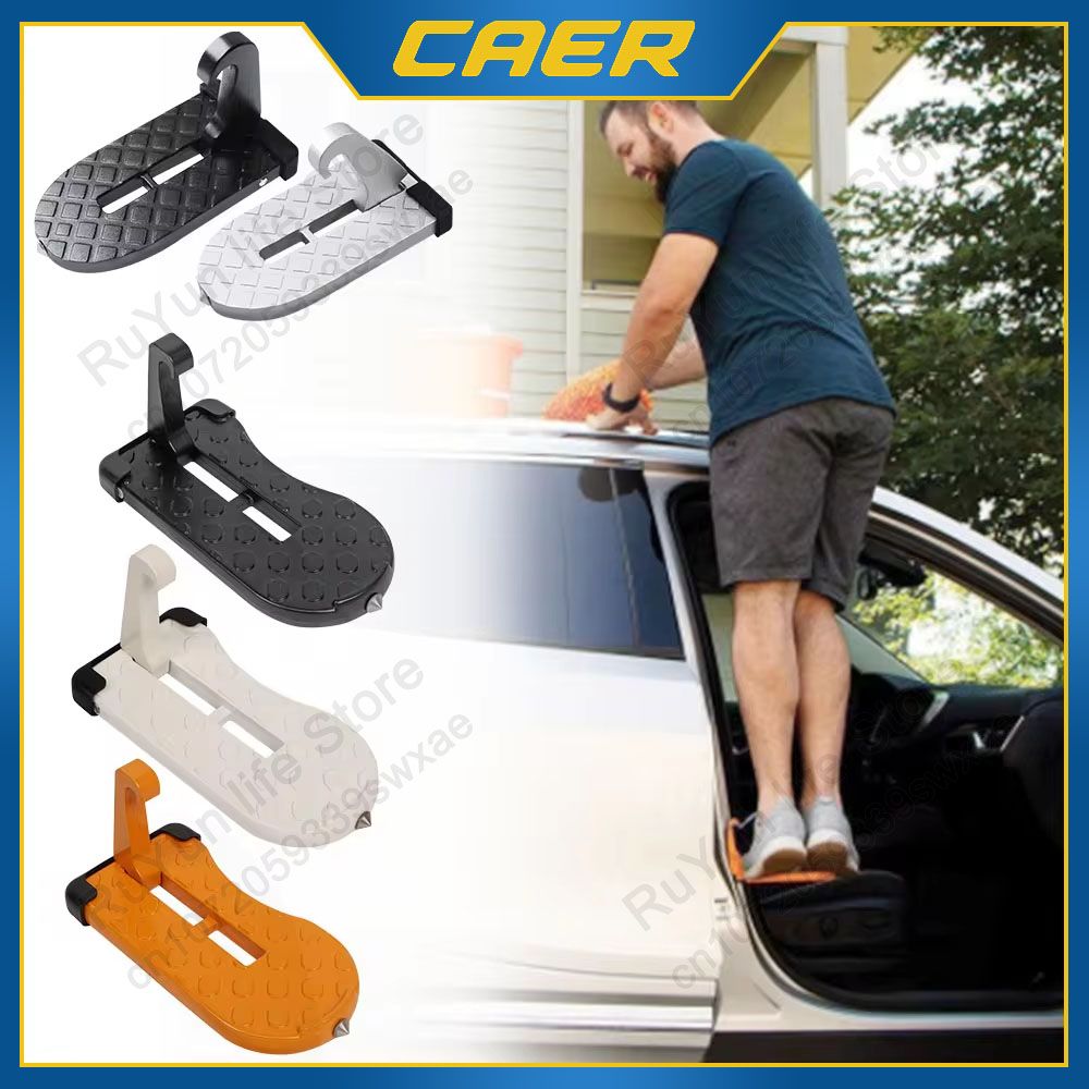 Foldable Car Roof Rack Step Universal Car Door Step With Latch Hook  Aluminium Alloy Safety Hammer 1