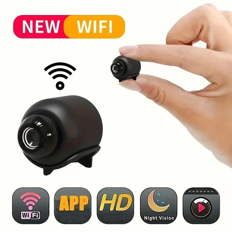 1080P HD Mini WiFi Camera, Indoor Security Surveillance Cam with Night Vision, Audio, & Real-Time Monitoring